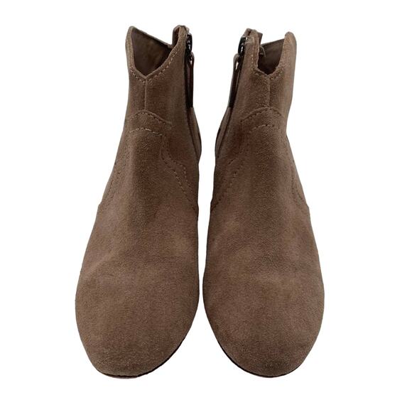 Schutz Abiha Closed Toe Ankle Boot Taupe Tan Side Zip Size 6.5B Bootie Suede - Picture 5 of 10